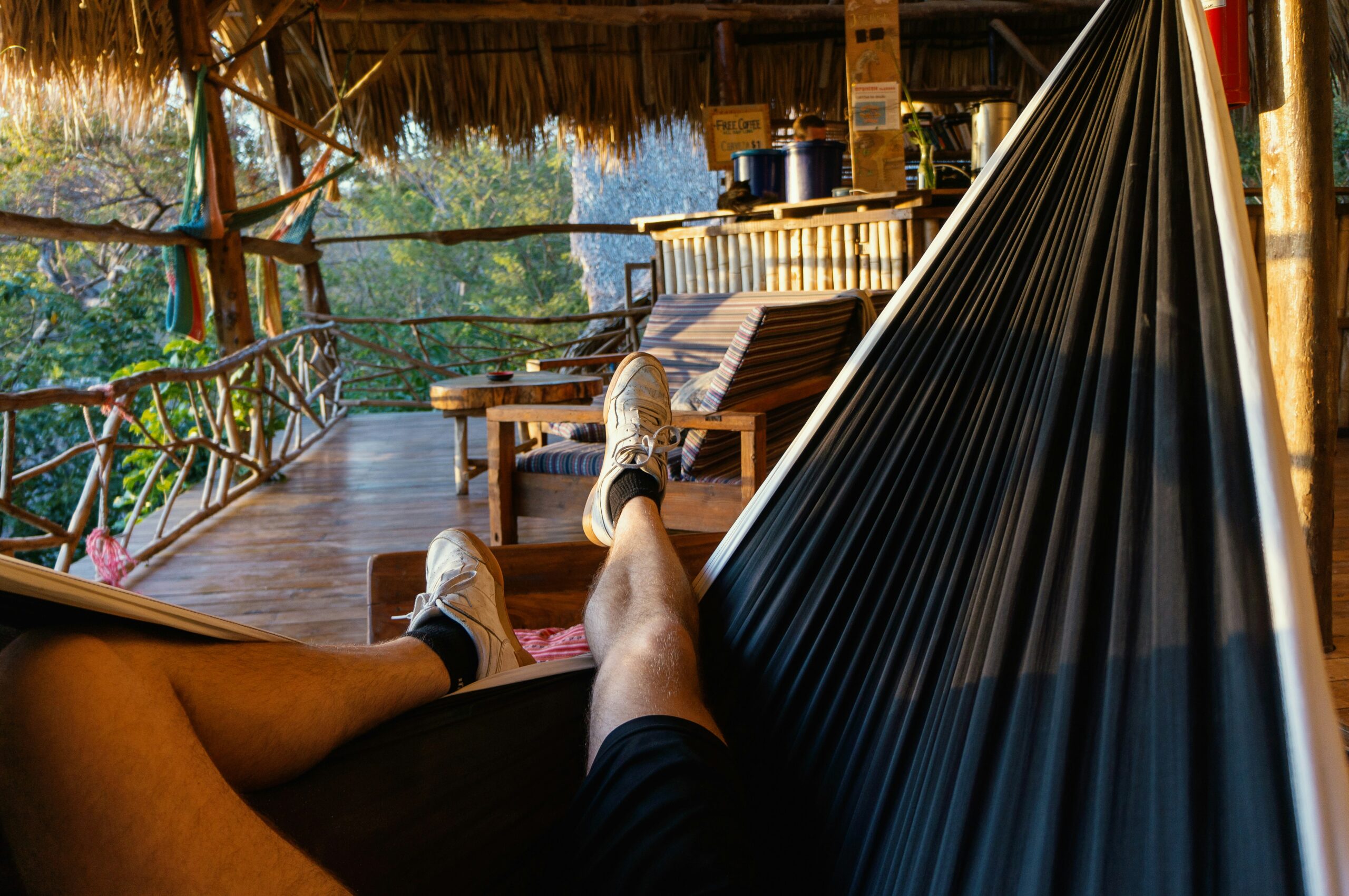 man chilling in nature